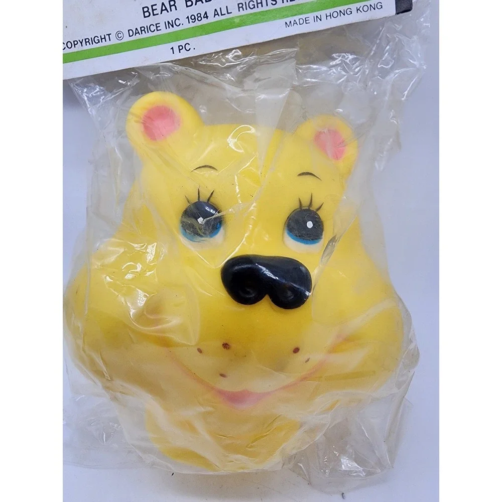 Vintage 1984 Darice Bear Babies Craft Supplies Purple Yellow Bear Heads Lot of 2